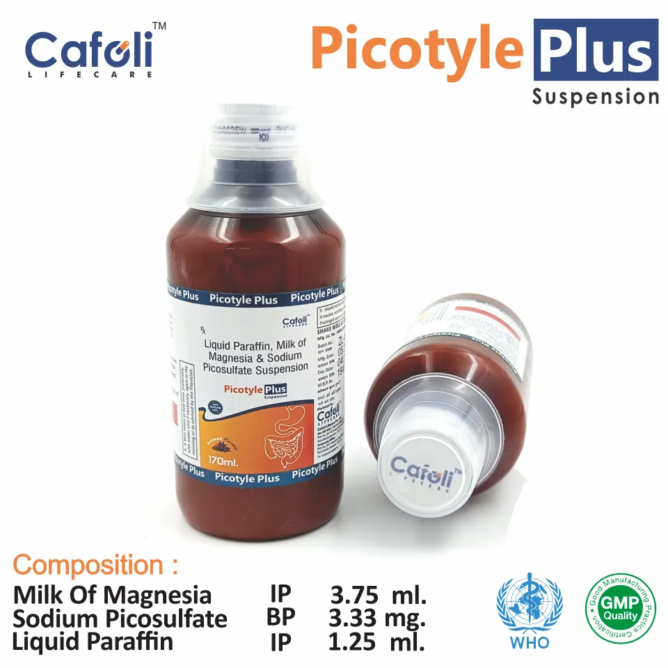 Sodium Picosulfate 3.33mg + Liquid Paraffin 1.25ml + Milk of Magnesia 3.75ml Sugar-Free Syrup | PCD Pharma Franchise for Laxatives